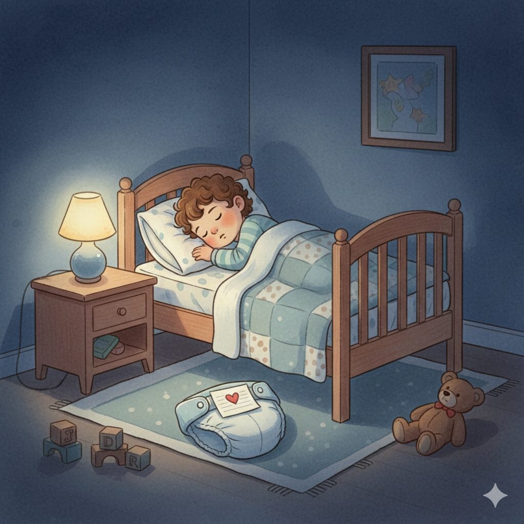 image 4 - A sweet illustration of a child sleeping soundly, with a gentle, reassuring message like 'It's OK' or 'Keep Trying' near them.