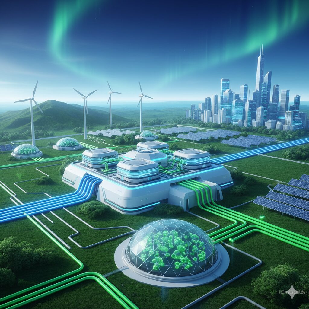 image 4 - Alternative Text: SMR-generated electricity being utilized in various sectors like hydrogen production facilities and district heating