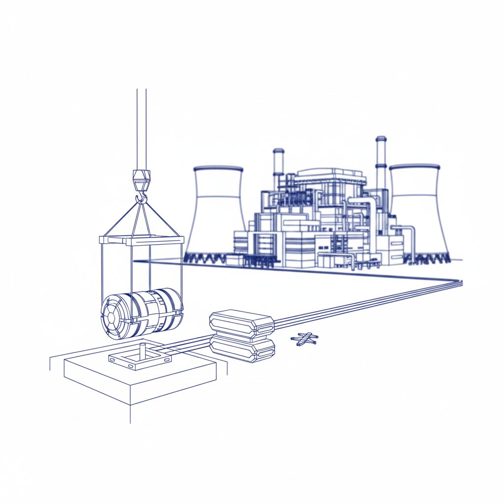 image 1 - Alternative Text: Conceptual diagram of an SMR (Small Modular Reactor) or a future power plant
