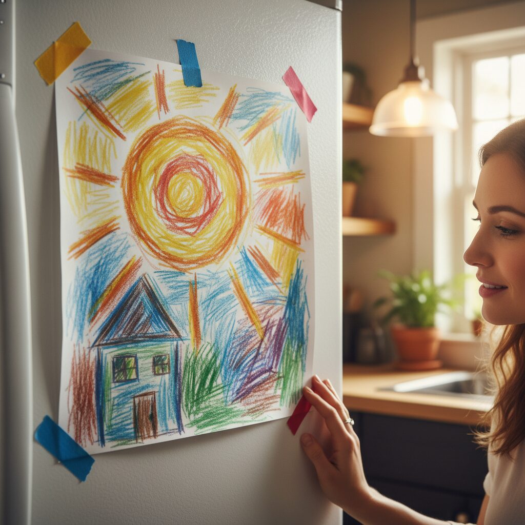 Image 4 - A peaceful evening scene showing a parent looking at photos of their child on a phone with a soft, proud smile.