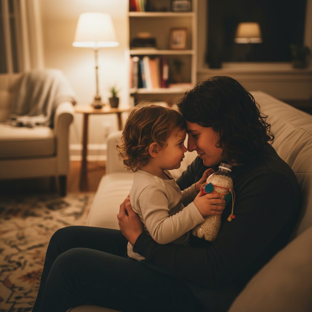 Image 5 - A heartwarming close-up of a parent and child’s hands together, holding a small sprout or a handmade craft.