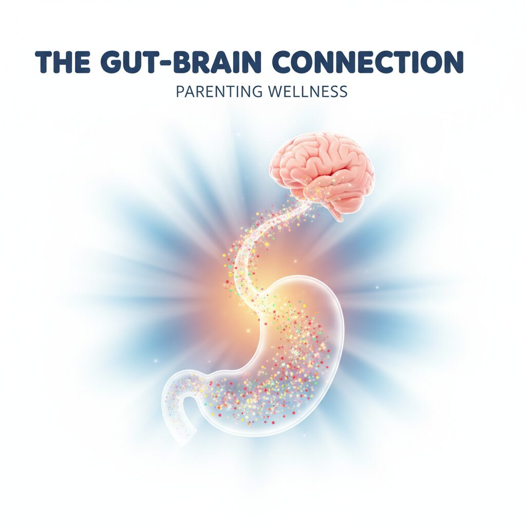 image 2 - An illustration showing a glowing connection between a child's gut and brain, symbolizing communication