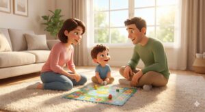 image 2 - A diverse group of children playing a board game together, showing expressions of deep concentration and joy as they interact and follow the rules.