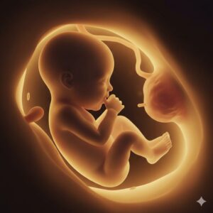 [image 1 - A peaceful ultrasound image showing a fetus sucking their thumb in the womb]