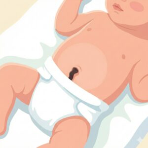 image 1 - Illustration of a baby’s dried umbilical cord with the diaper folded down