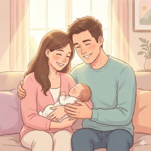 image 4 - A peaceful illustration of parents holding their newborn baby
