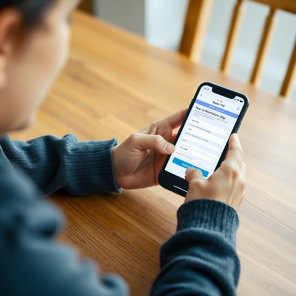 Parent using a mobile scanning app for school paperwork.