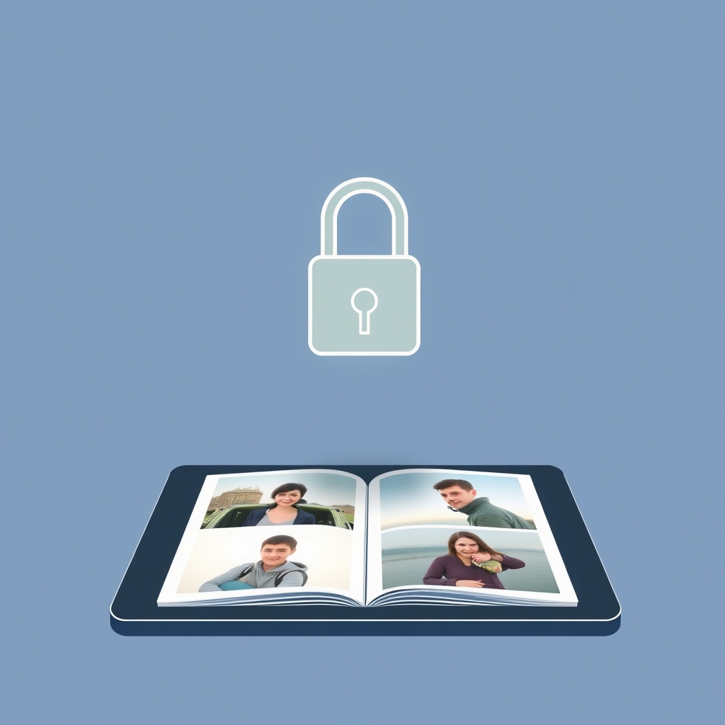 Digital security icon protecting family photos.