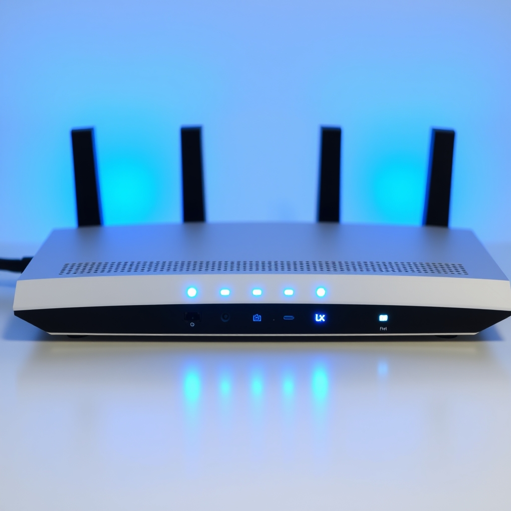 A glowing home network router representing a secure connection.
