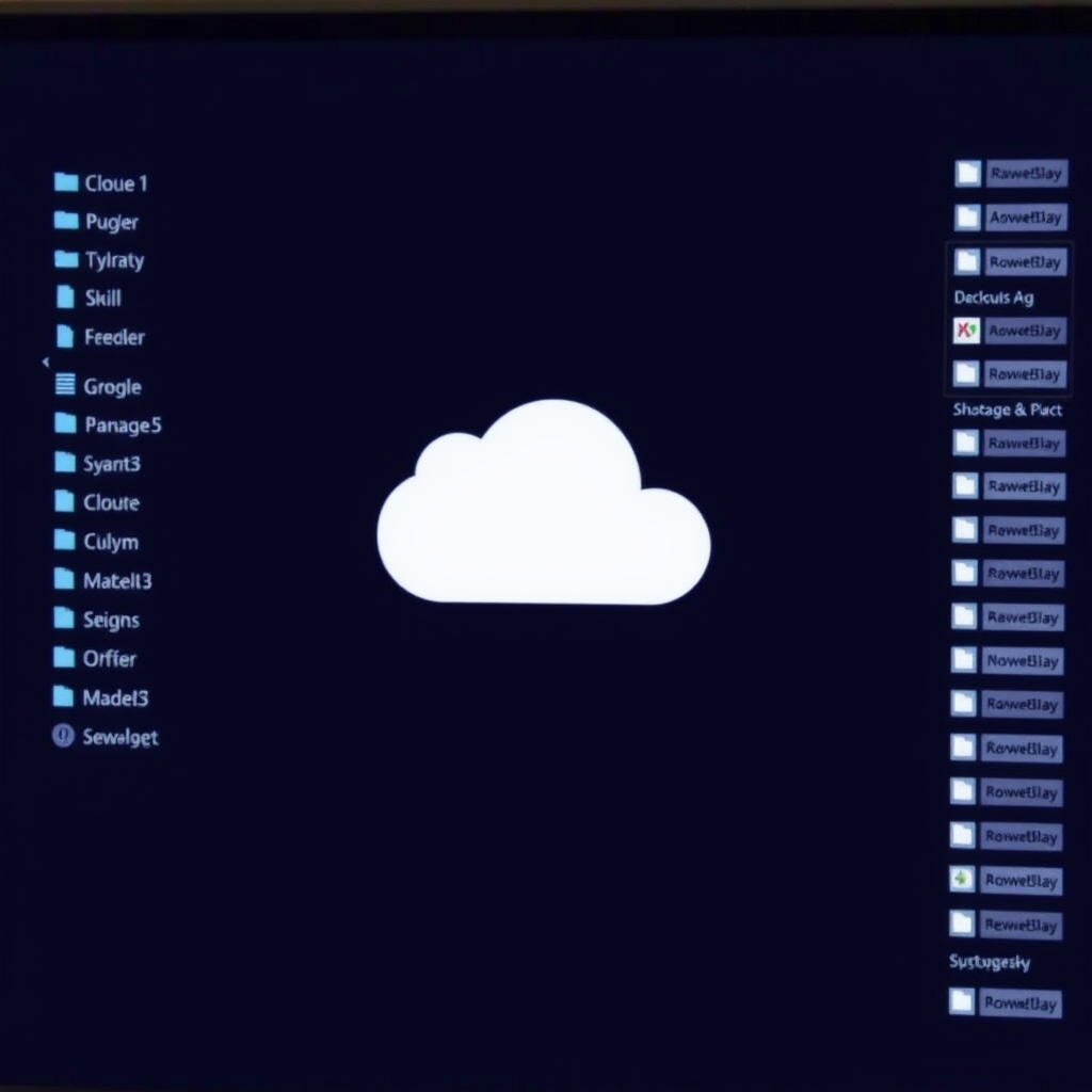 Visual representation of digital file organization and cloud storage.