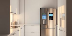 Modern kitchen with smart technology for energy efficiency