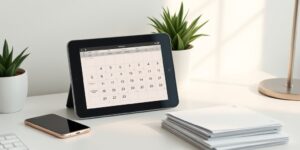 A minimalist home office setup representing a paperless household workflow.