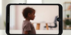 A digital representation of online child privacy concerns.