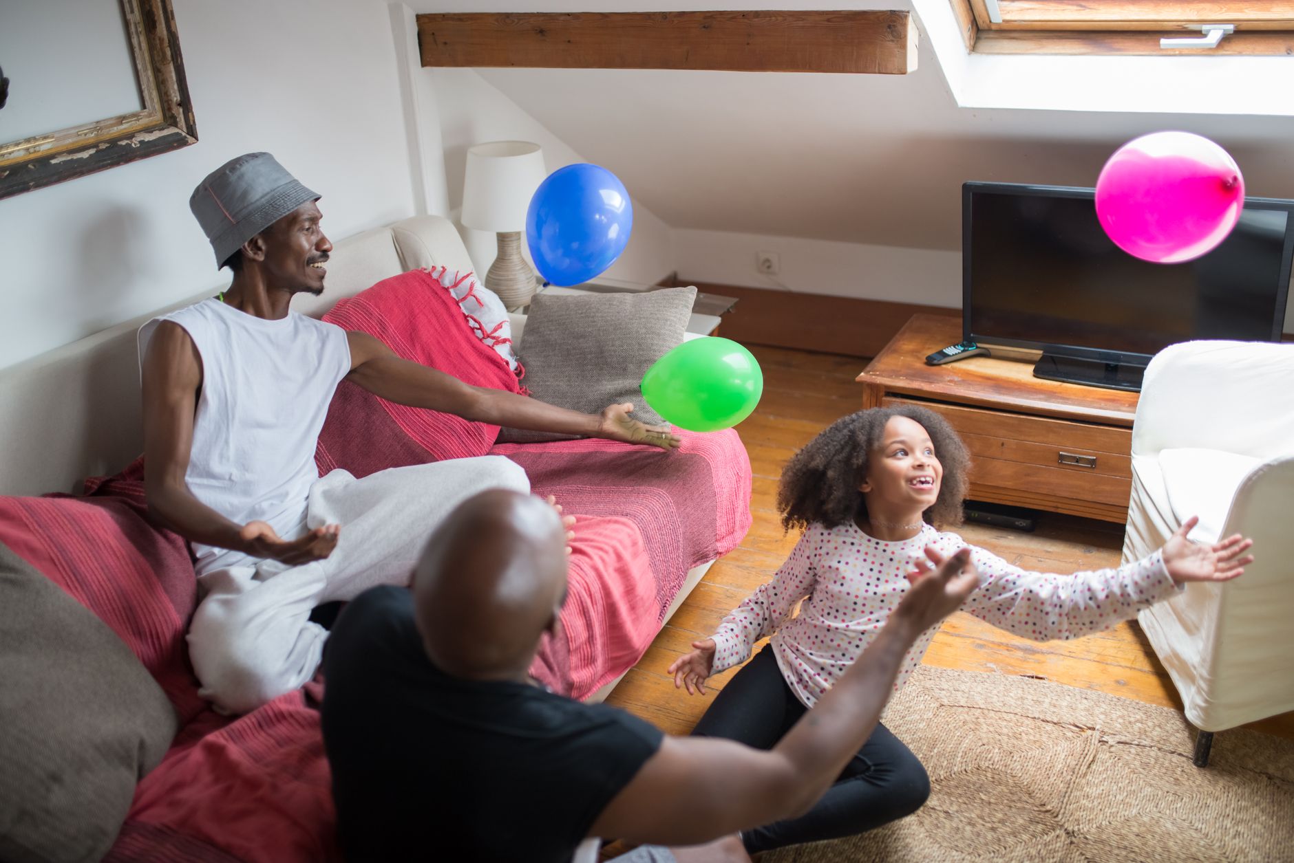 A parent enjoying family time without the distraction of a smartphone.