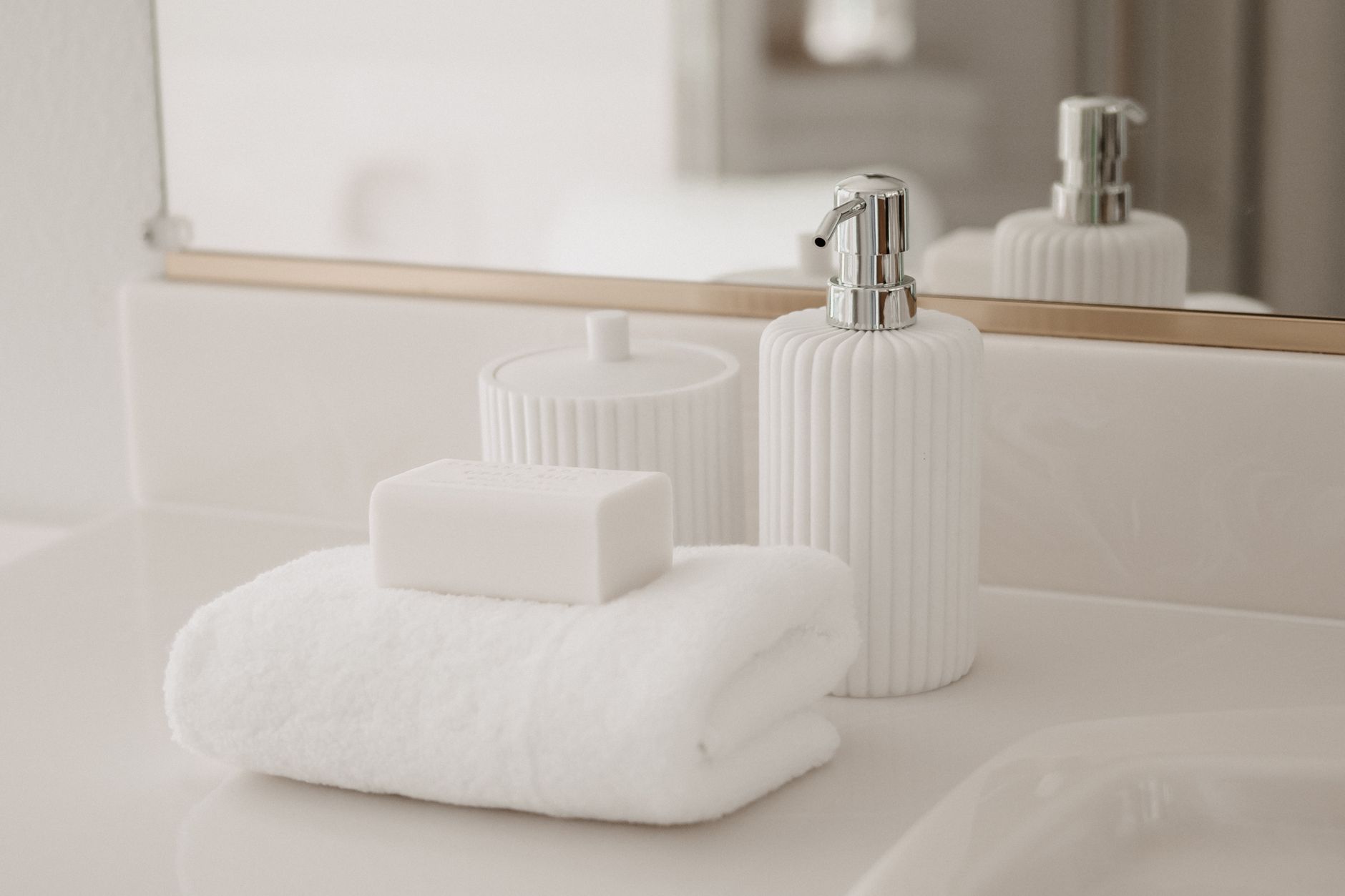 A serene home spa setup in a bathroom.