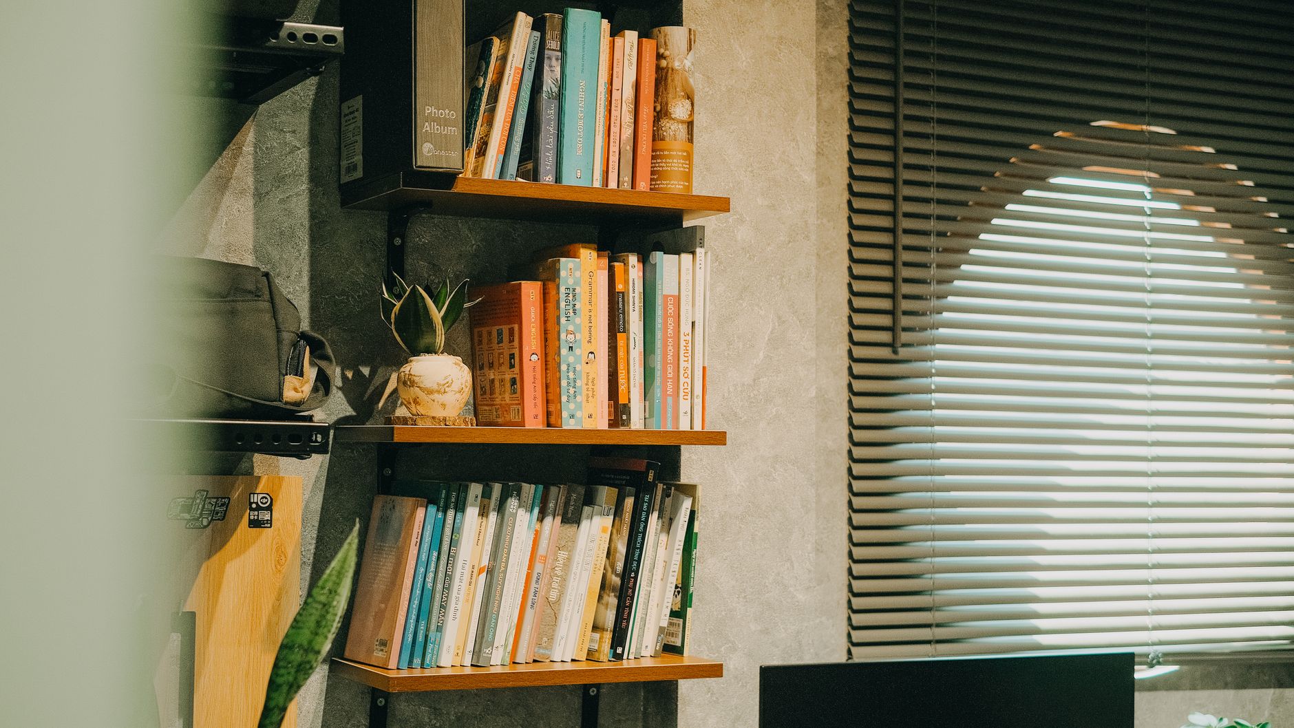 A well-organized community tool library shelf.