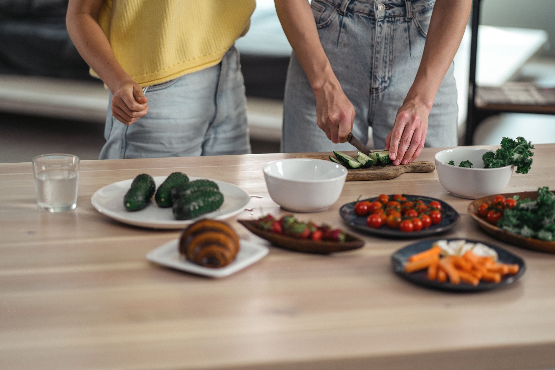 A nutritious after-school snack plate on a wooden table.
