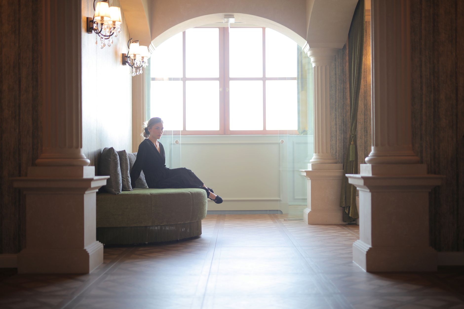 A quiet hotel lobby corner for relaxation.