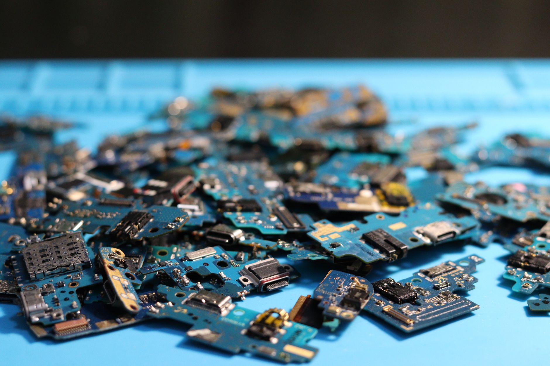 Electronic components sorted for repair or recycling.