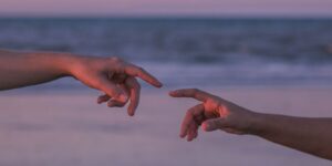 A peaceful scene depicting the concept of emotional connection between parent and child.