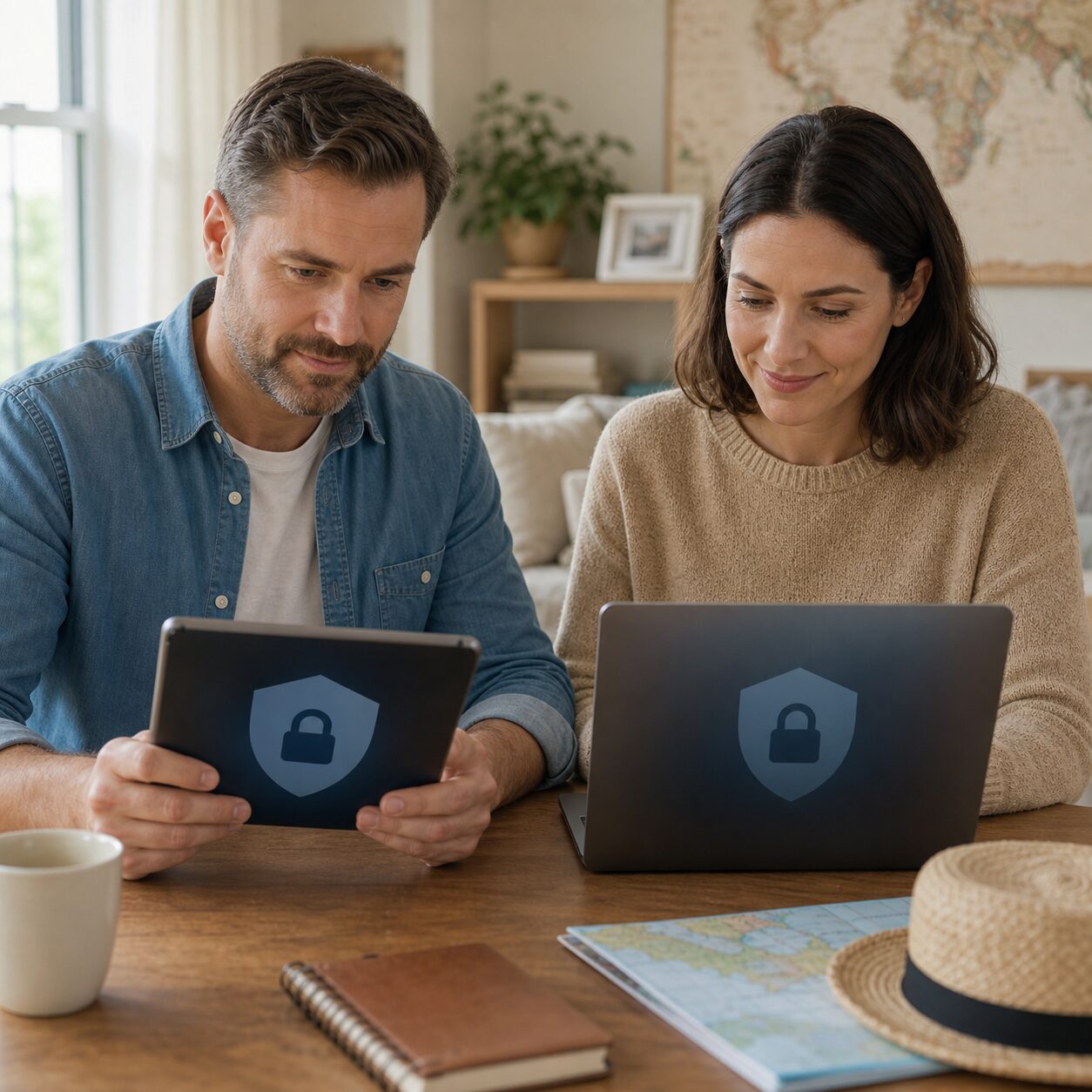 Parents testing secure access from separate devices