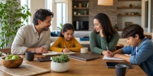 Family building a healthy digital media routine together