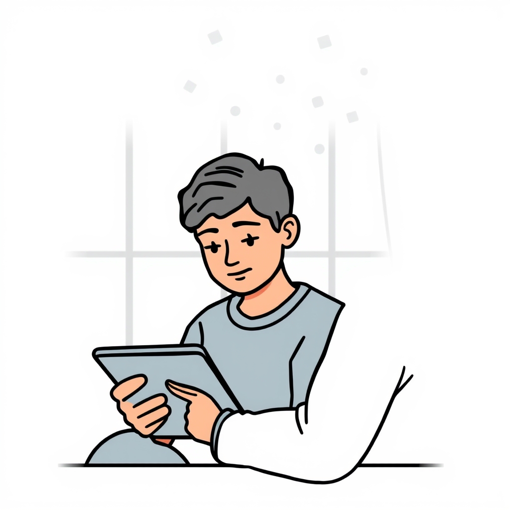 A parent checking digital privacy settings on a tablet.