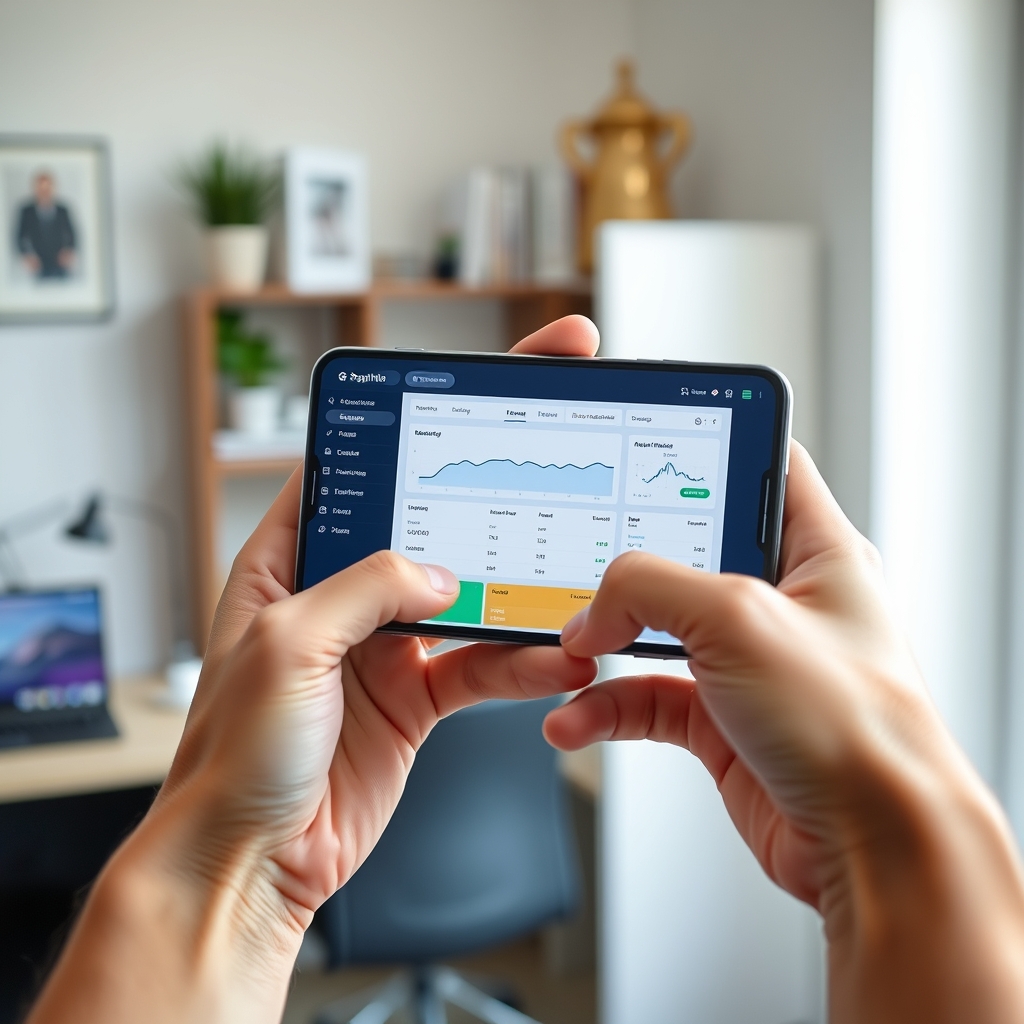 User checking home network security on a smartphone.