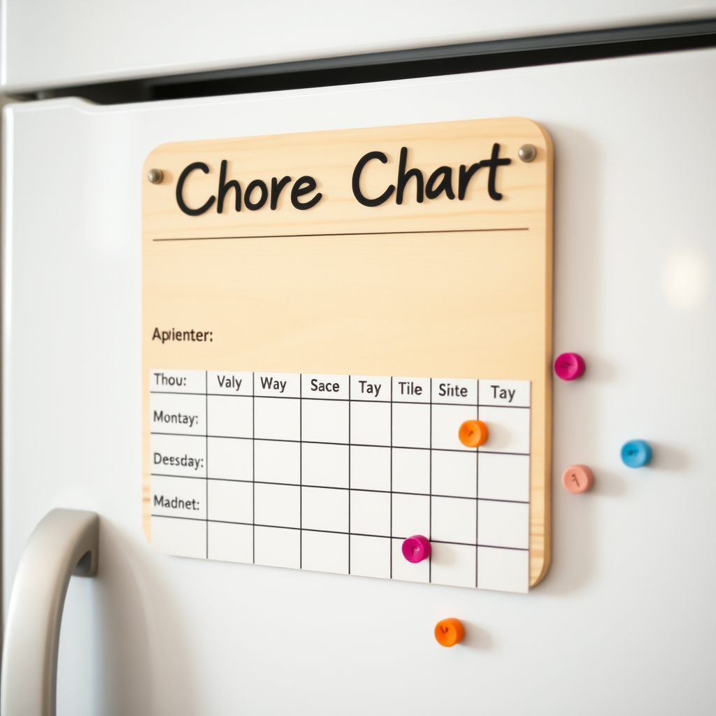 A visual representation of a chore tracking system for children.