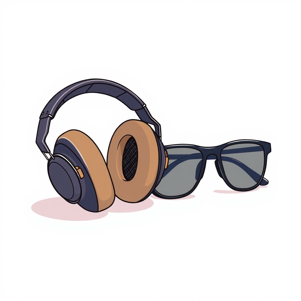 Sensory-friendly equipment like noise-canceling headphones and tinted glasses.