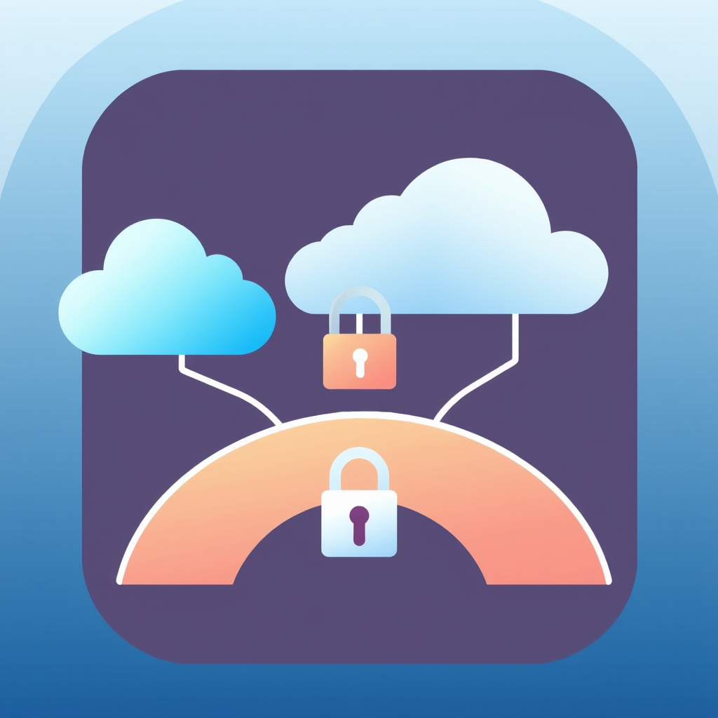 Abstract digital bridge connecting cloud storage