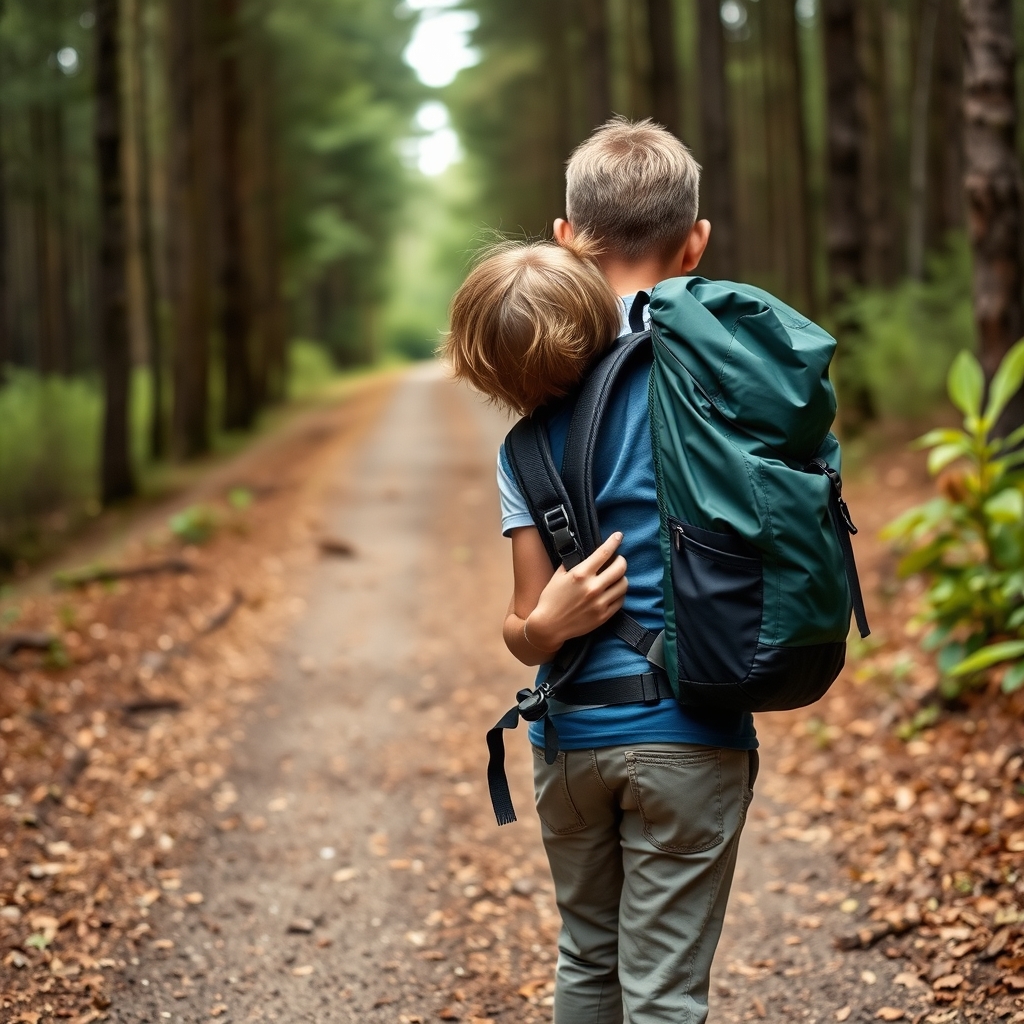 Parent adjusting a lightweight, ergonomic backpack on a child.