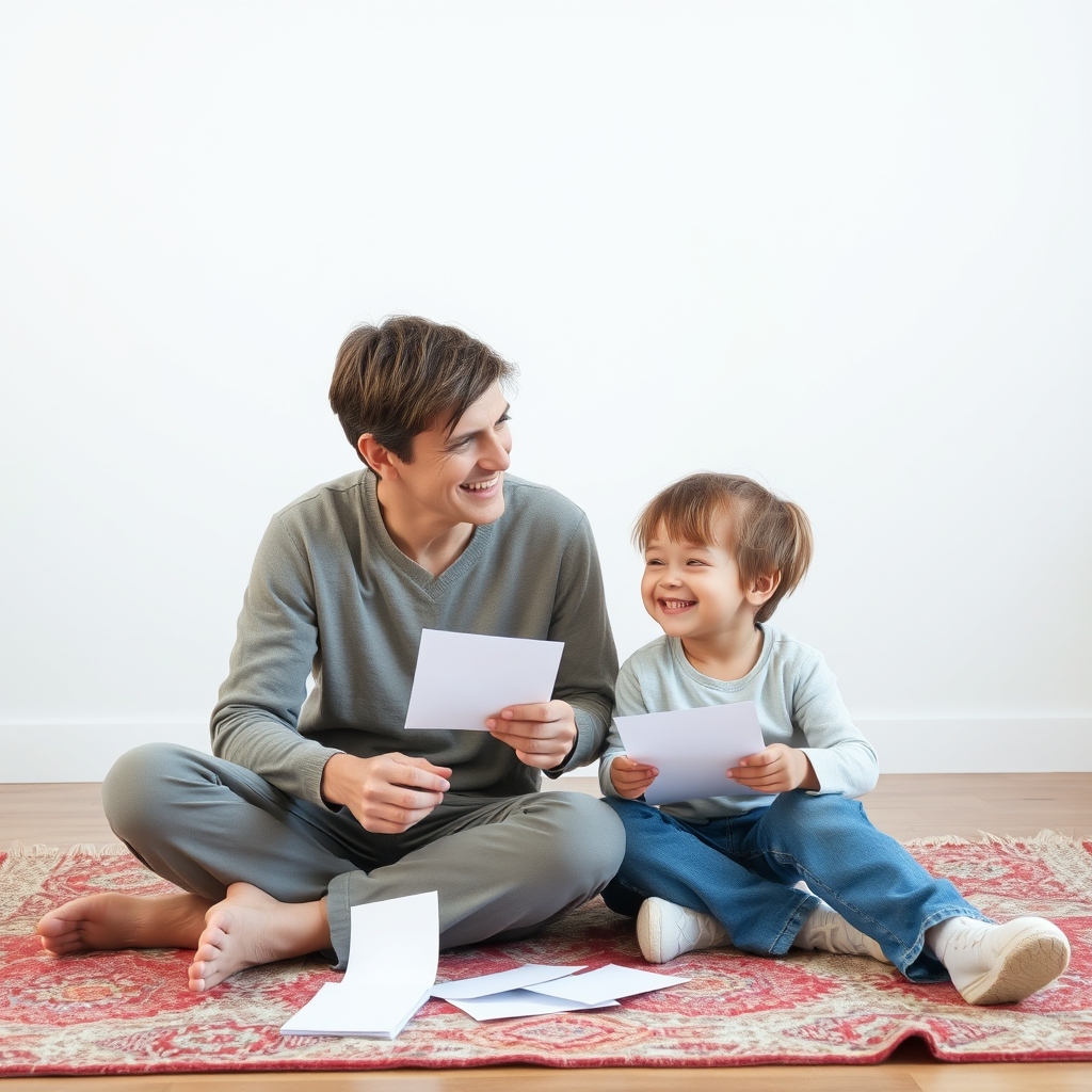 A parent and child engaged in a conversation using the emotional-vocabulary jar.
