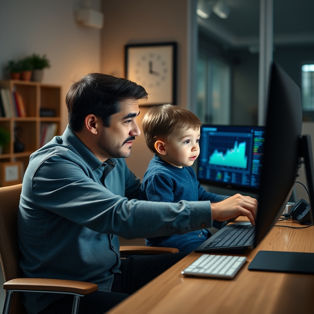 A parent teaching their child about digital asset security and financial responsibility.