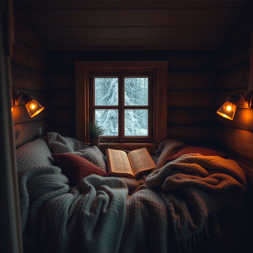 A dedicated reading nook with soft textures for sensory regulation.