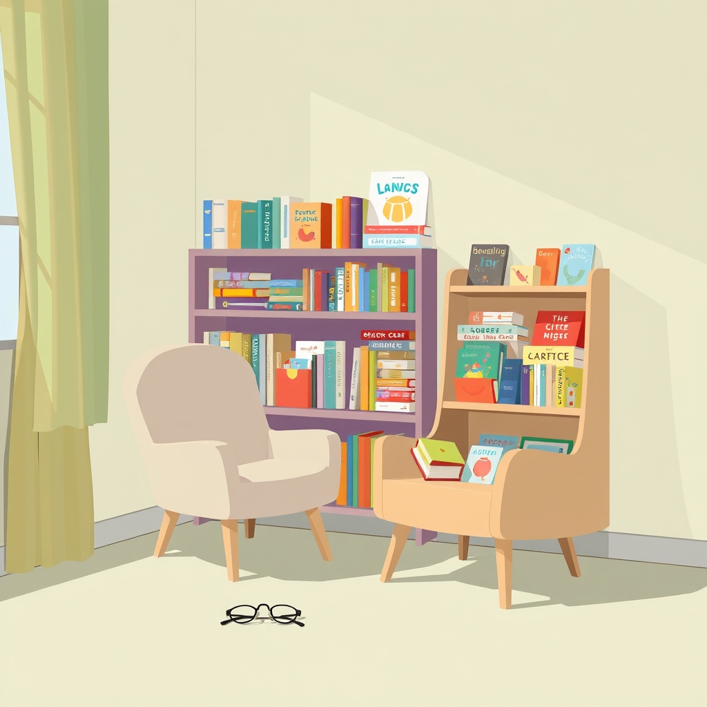 A cozy reading nook designed to encourage offline hobbies like reading.