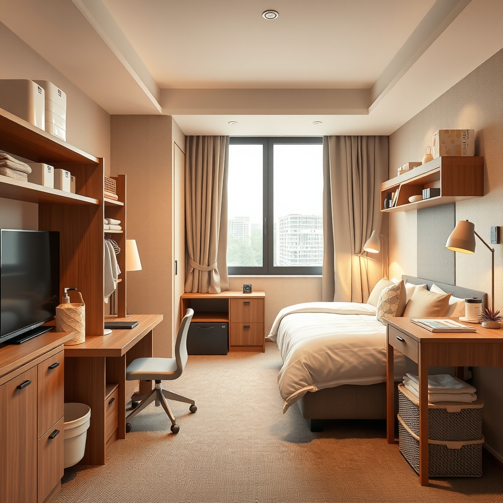 A clean and organized child-friendly hotel room.
