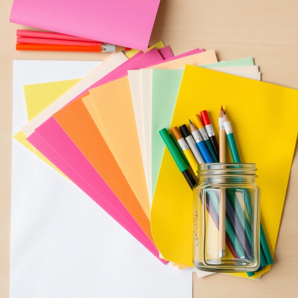 Craft supplies for creating a DIY emotional-vocabulary jar.