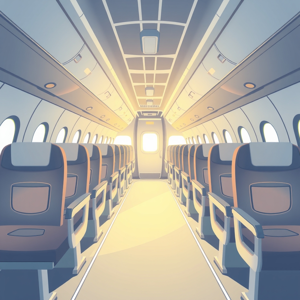 Modern airplane cabin interior designed for accessibility.