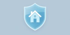 Digital shield protecting a family home in a modern landscape view.