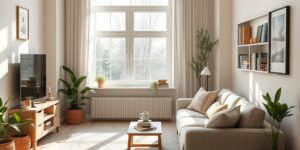 A bright, modern, and minimalist living room designed for a family.