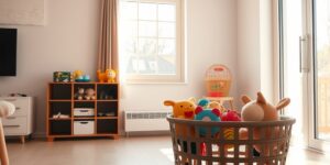 A bright, organized living space representing a balanced family home environment.