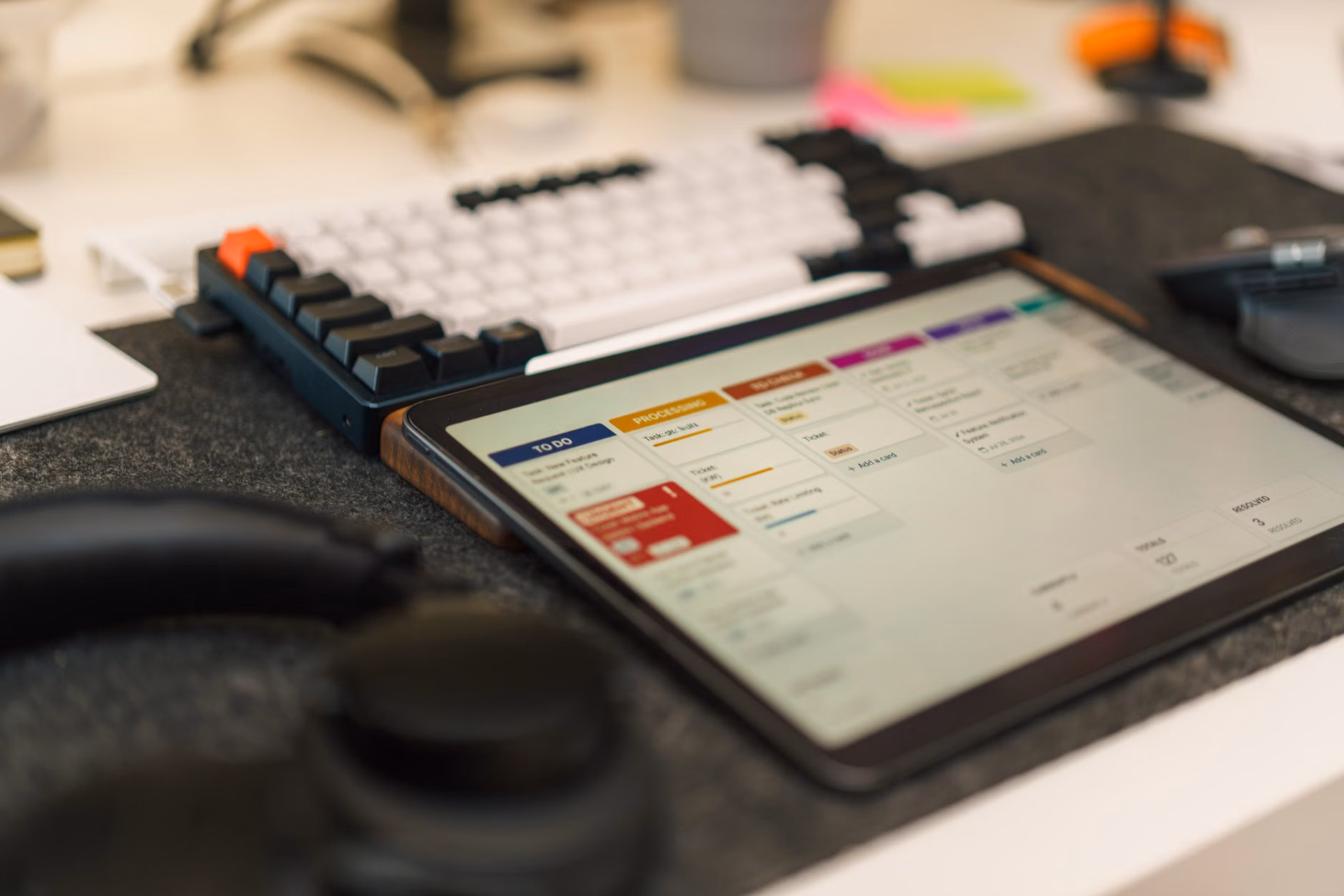 Digital task management interface on a tablet