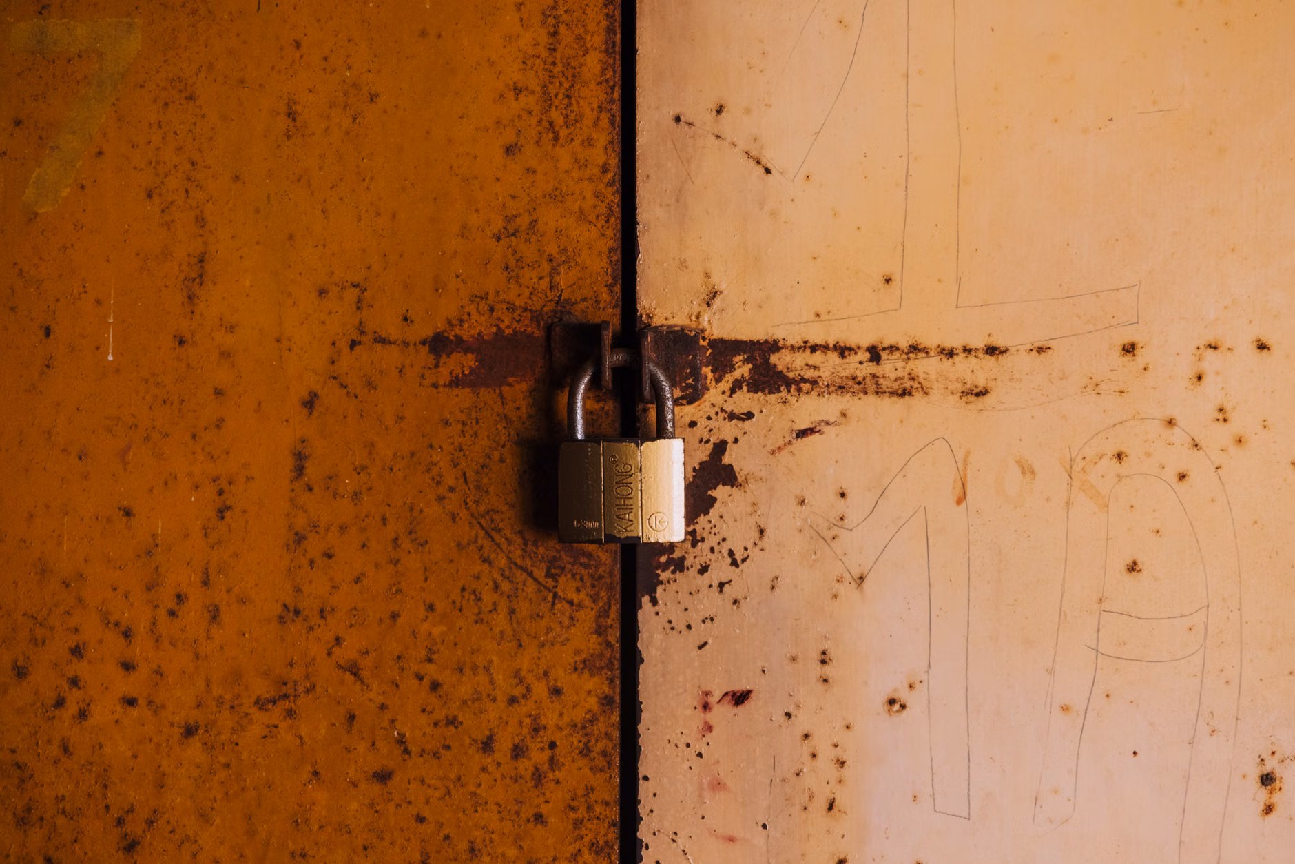Abstract illustration of a padlock transforming into a shield.