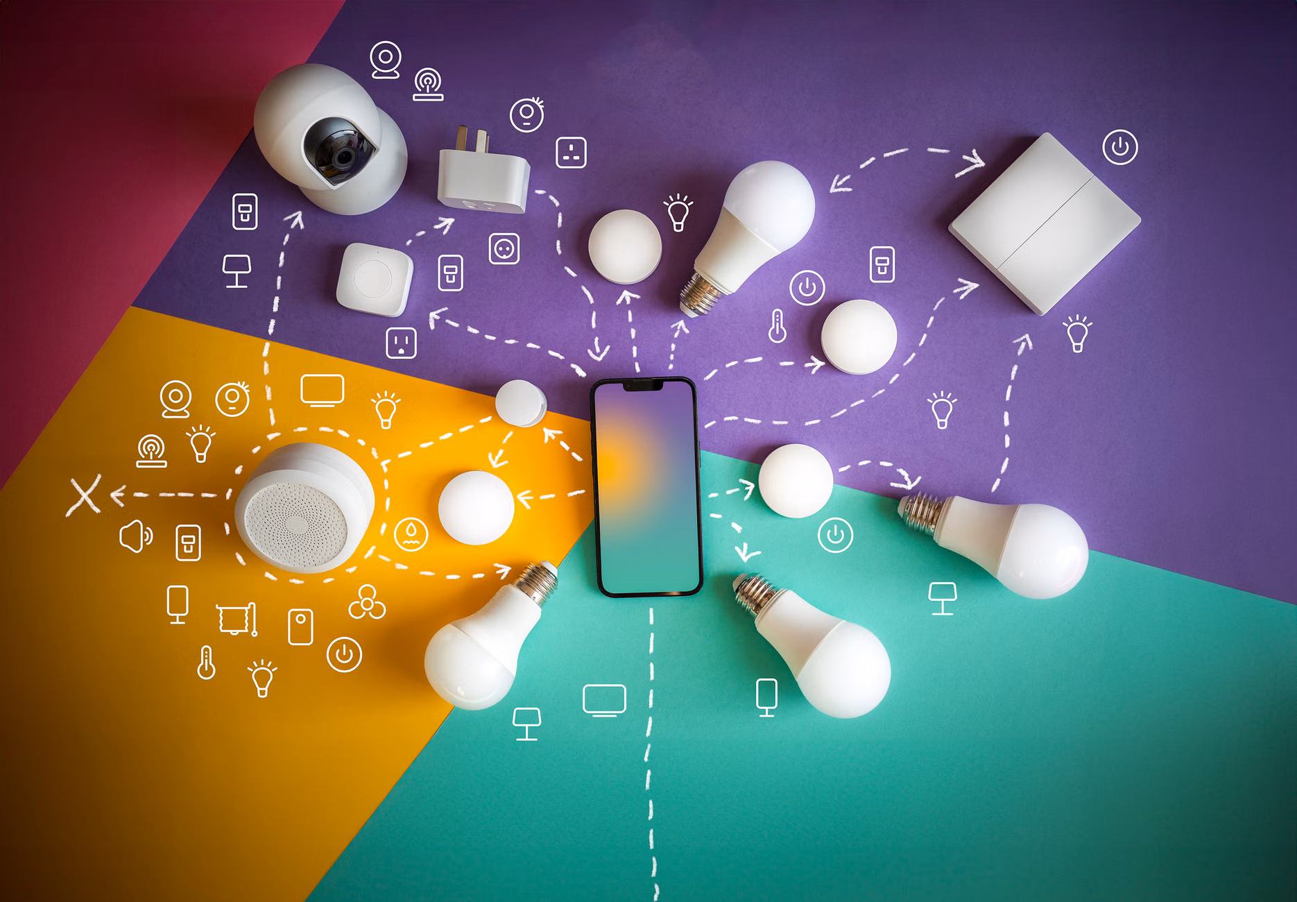 Conceptual illustration of network security for IoT devices.