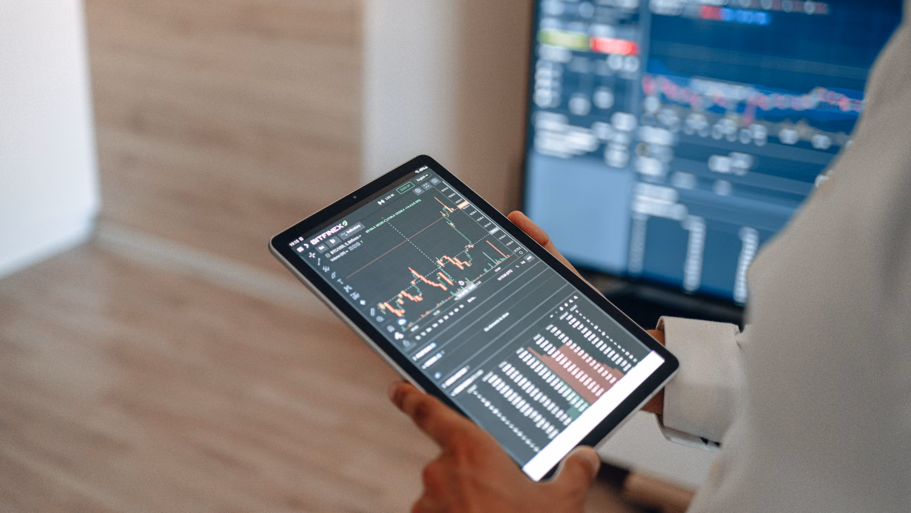 Digital energy consumption dashboard on a tablet screen