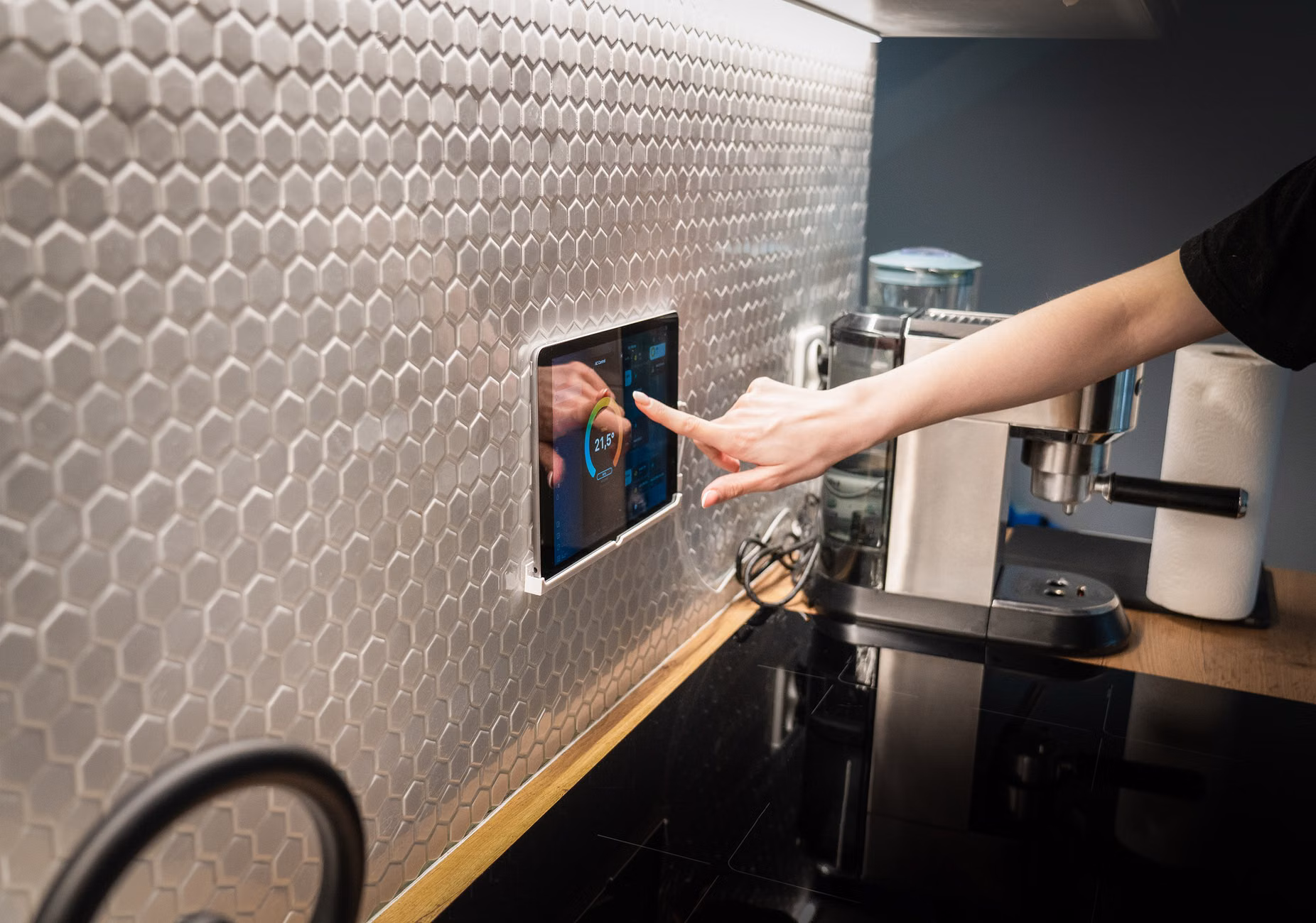 A tablet displaying smart home privacy permission settings.