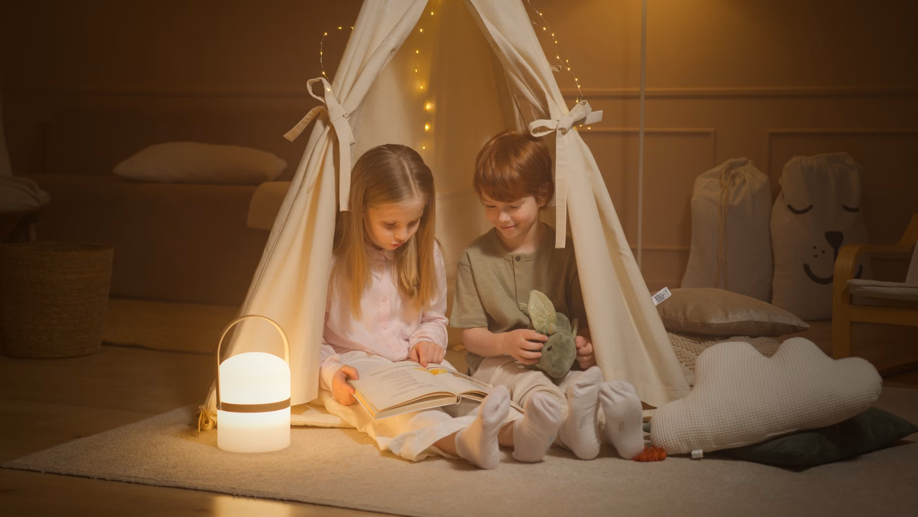 A dedicated reading and relaxation corner designed for children.