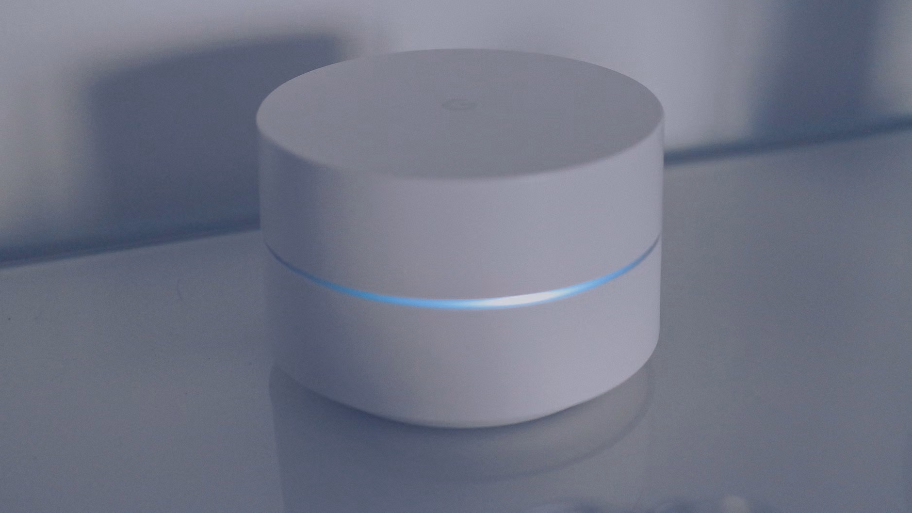 Router lights glowing in a home environment