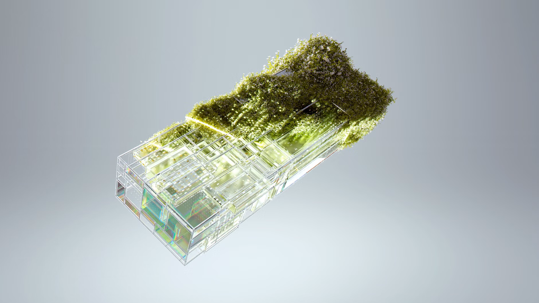 Conceptual art of a smart home integrated into a renewable energy grid.
